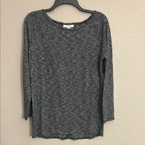 Black and Gray Striped Women's Maternity Top